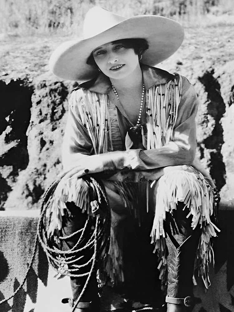Cowgirl, Black and White Art, Woman Portrait, Vintage Old Photo, Western Aesthetic