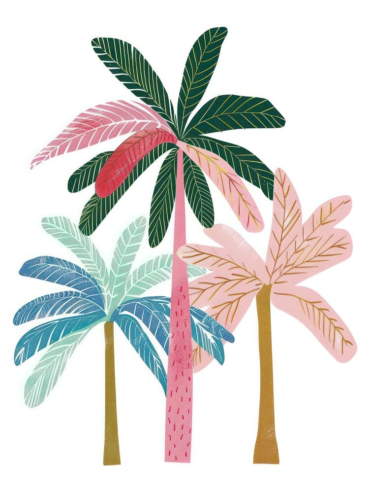 Colourful Palms Summer Illustration