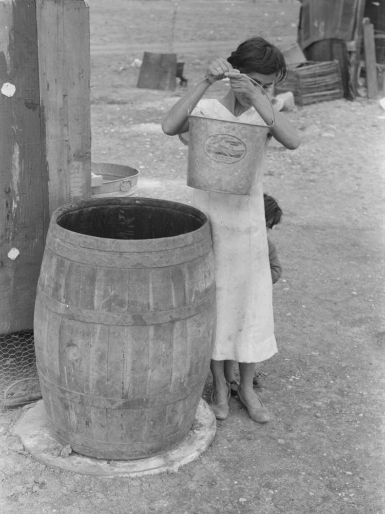 Untitled Photo, Possibly Related To San Antonio,The Mexican Section, Water Supply Of Mexican Family Living On The