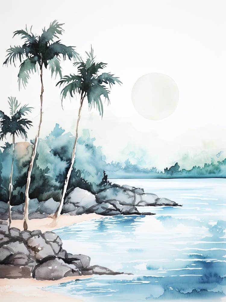 Watercolour Of Horseshoe Bay Beach   Bermuda 2