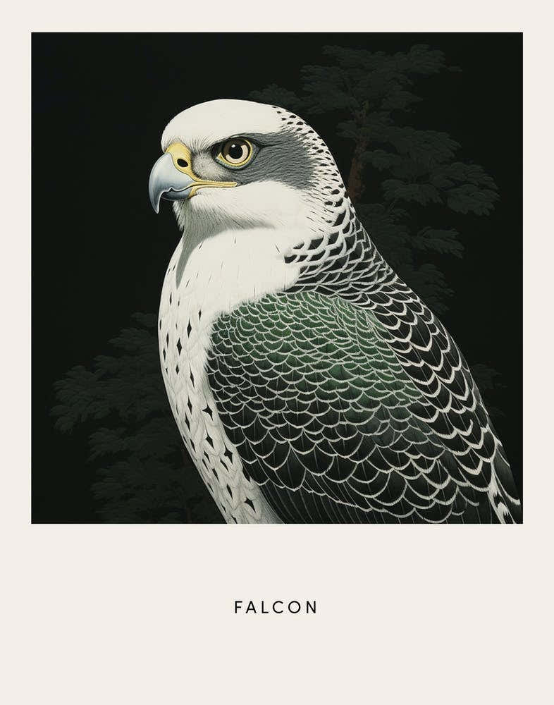Ohara Koson Inspired Bird Painting Falcon 6 Poster
