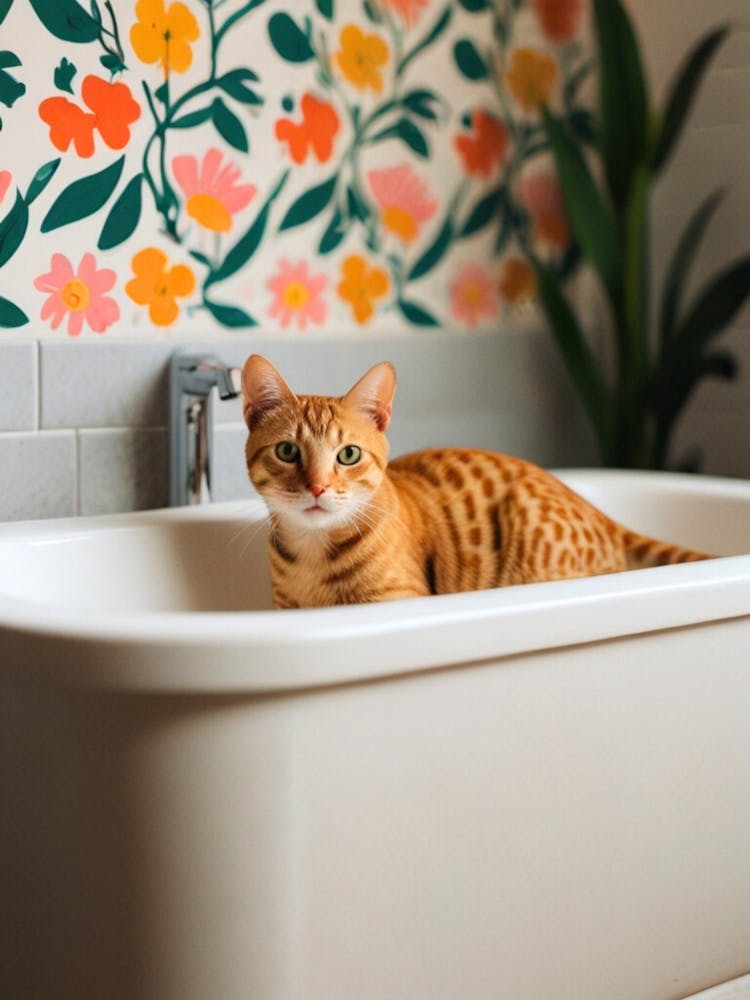 Cat In Bathroom
