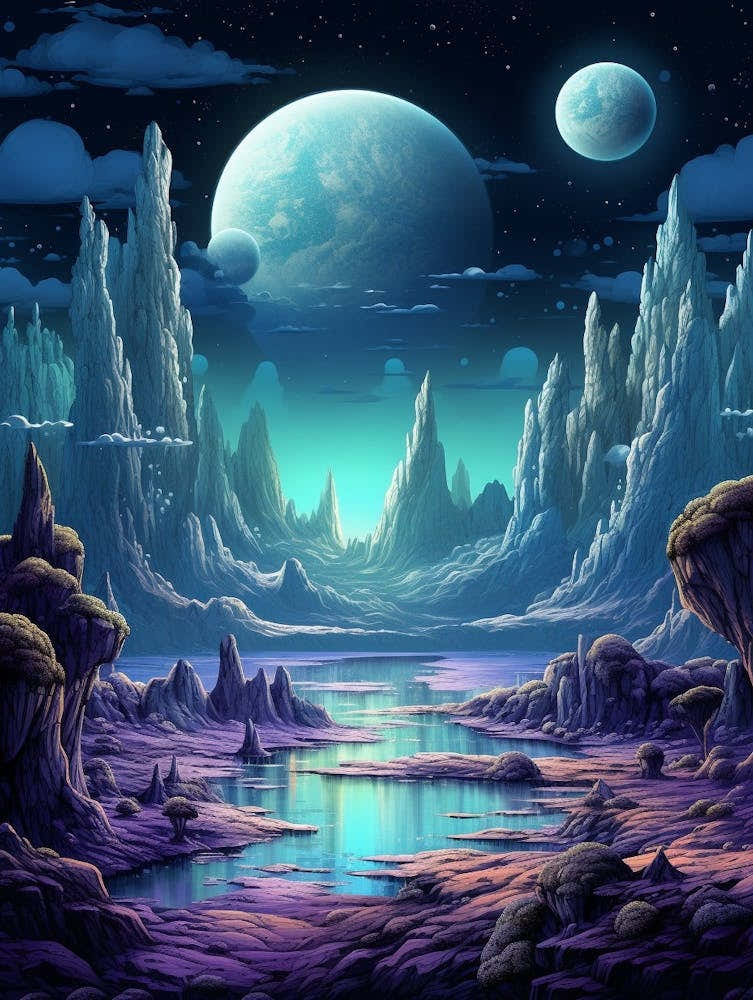 Lunar Landscape Pixel Art 2