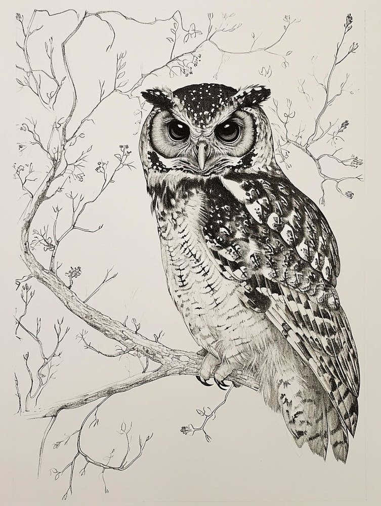 Spotted Owl Drawing 2