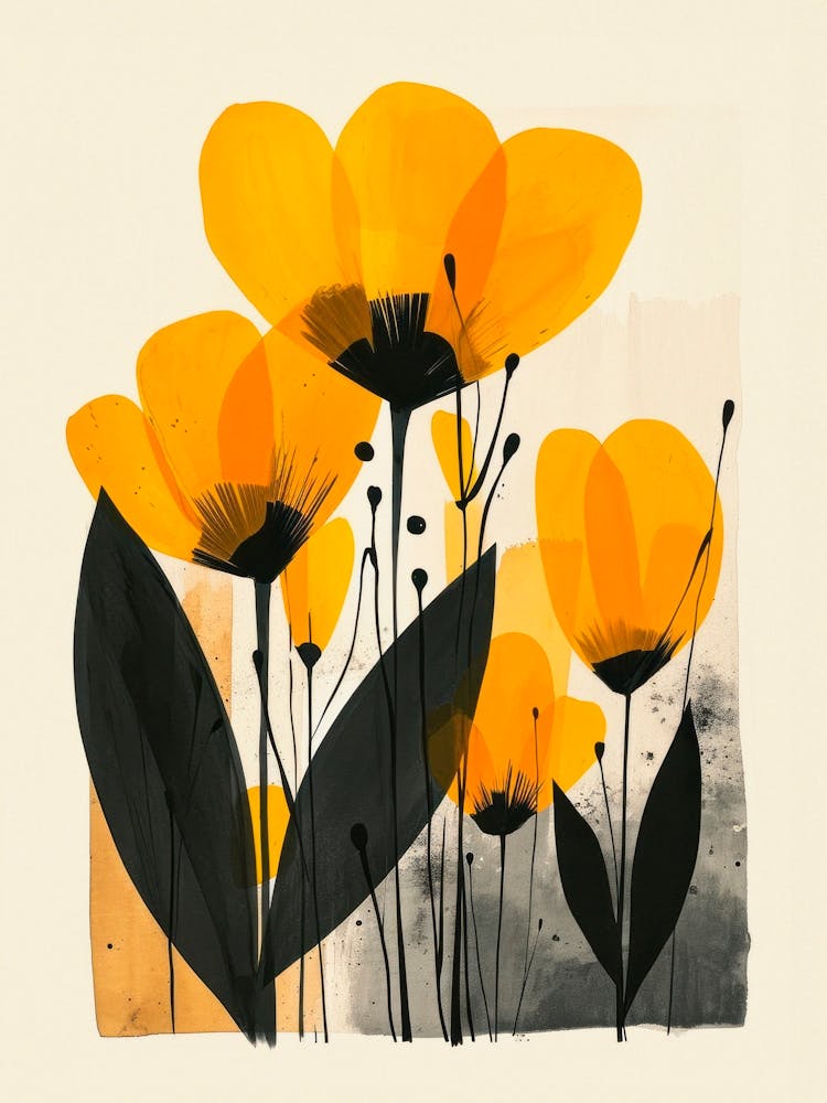Yellow Poppies. Watercolor Floral