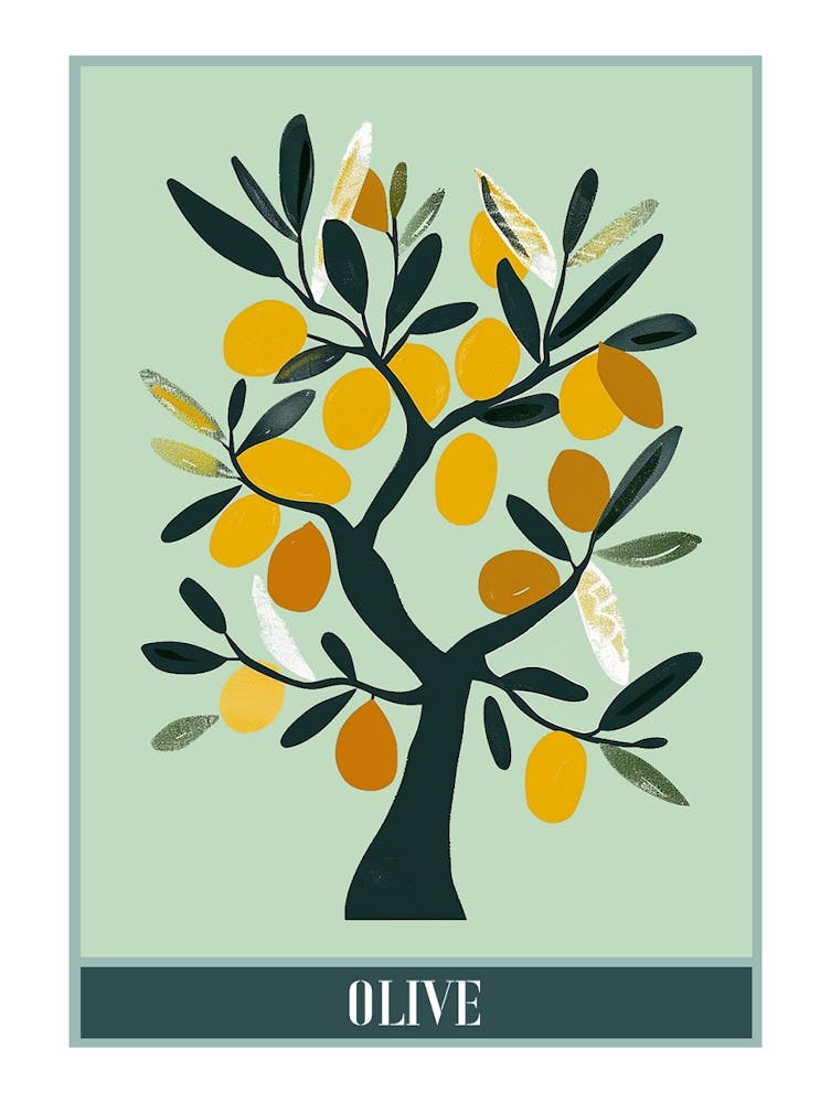 Olive Tree Flat Illustration 2 Poster