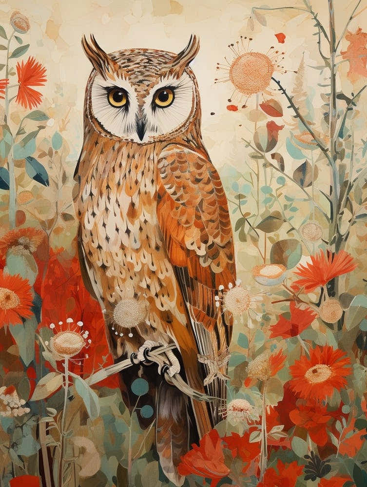Owl 2 Detailed Bird Painting