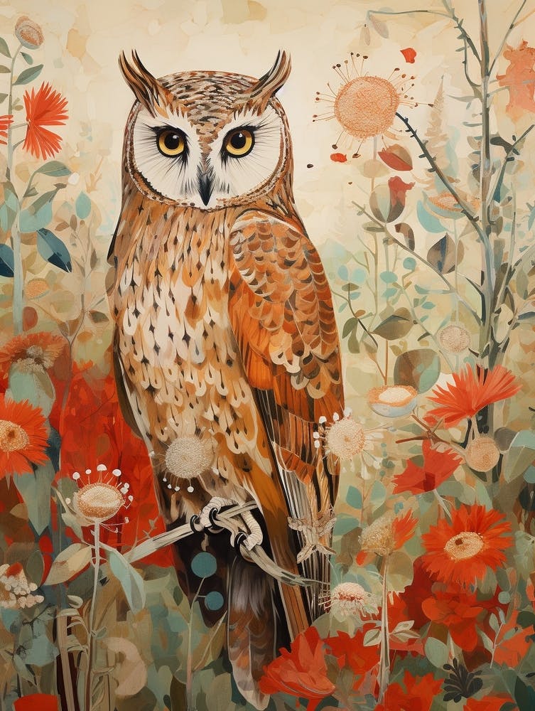 Owl 2 Detailed Bird Painting