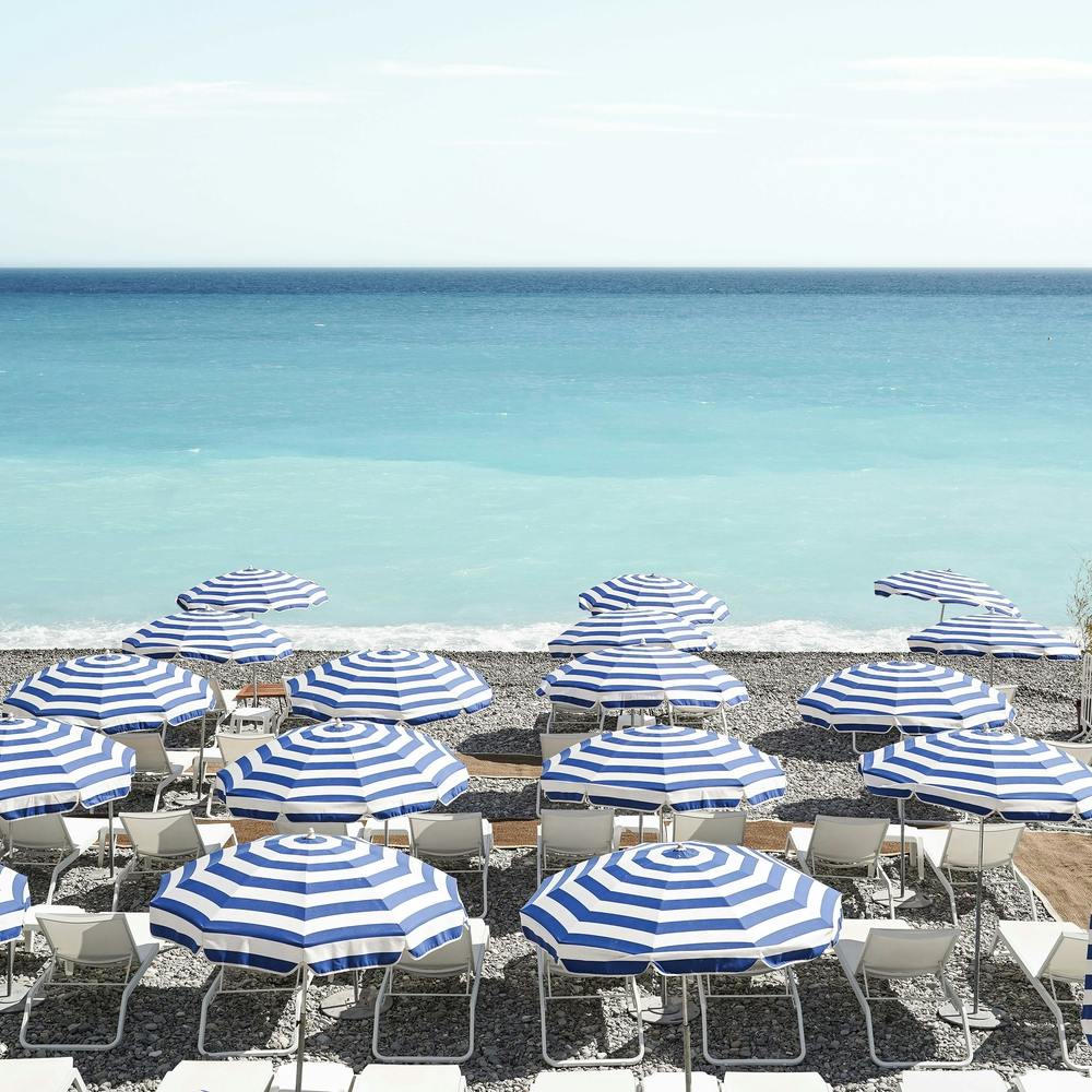 Blue Beach Umbrellas Square