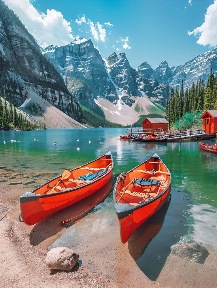 Canoes On A Lake