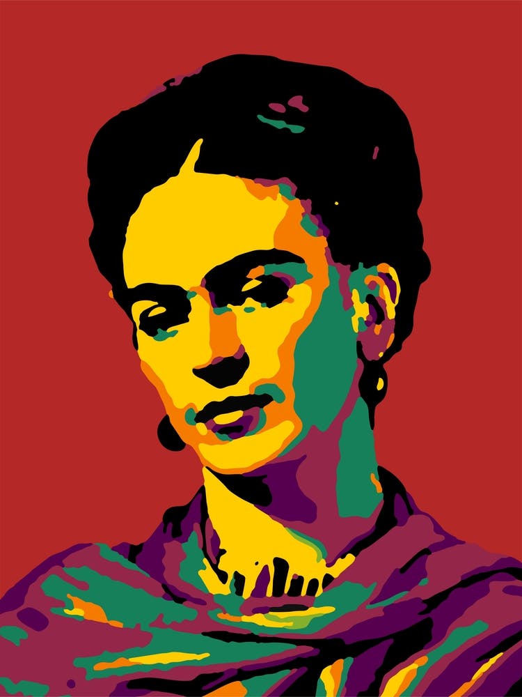 Frida Kahlo in Colorful Abstract Pop Art Illustration 2