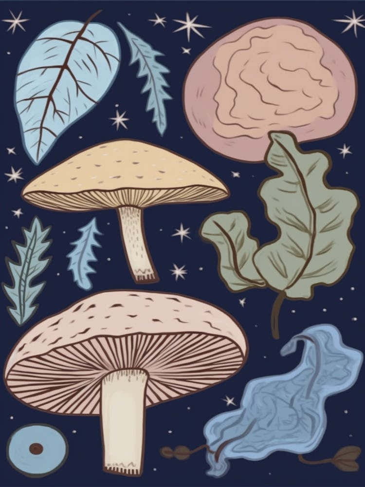 Magic Spring Mushrooms Illustration 8