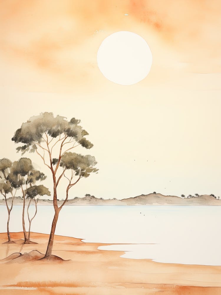 Watercolour Of Shell Beach   Shark Bay Western Australia 3