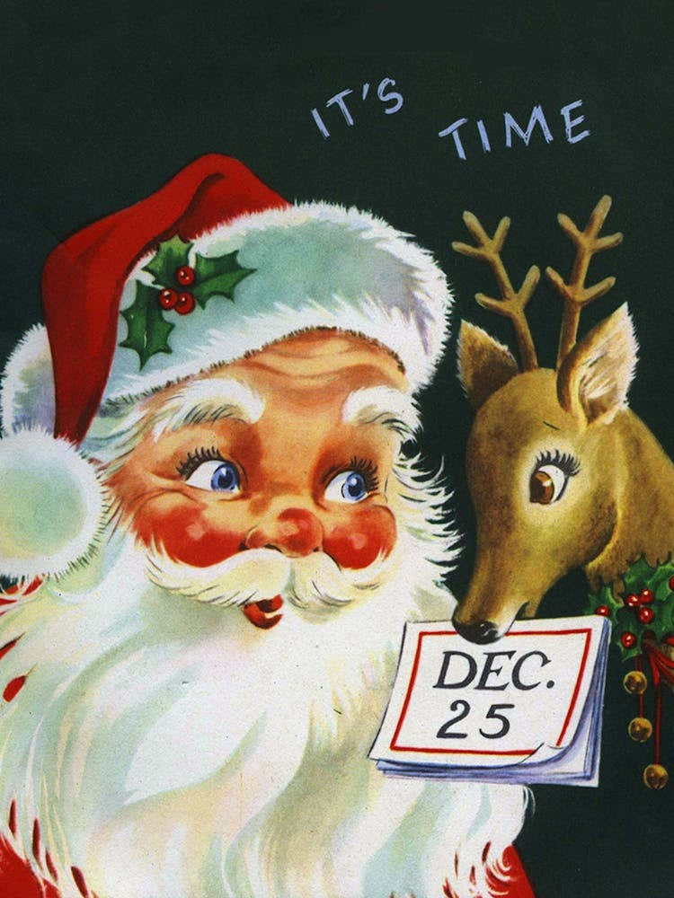 Christmas Seasons, Santa And A Deer