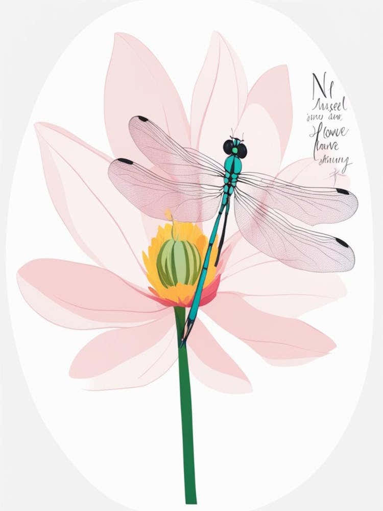 Dragonfly On Lotus Flower
