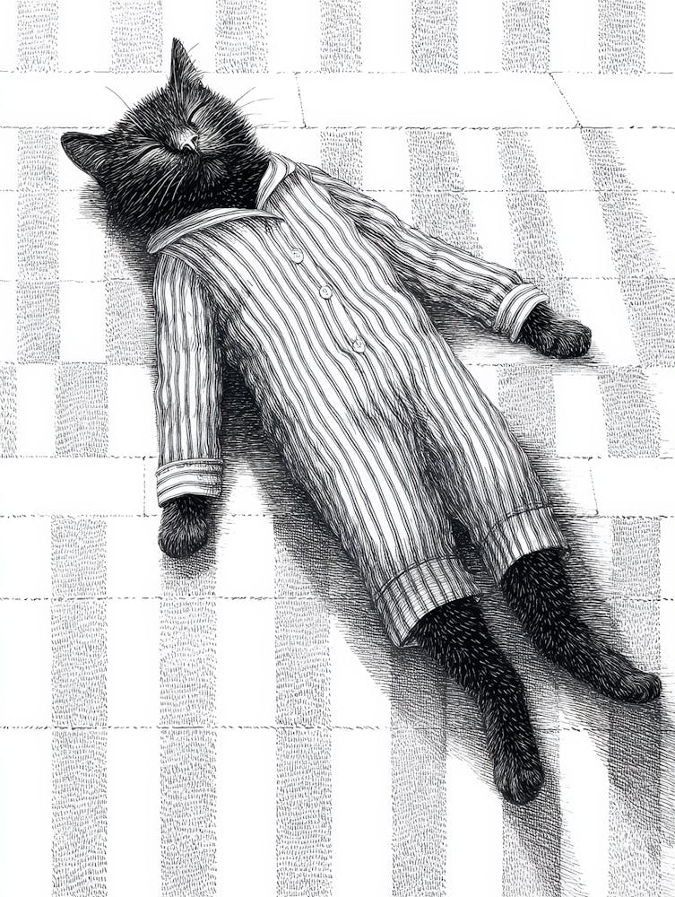 Cat Sleeping In Pajamas