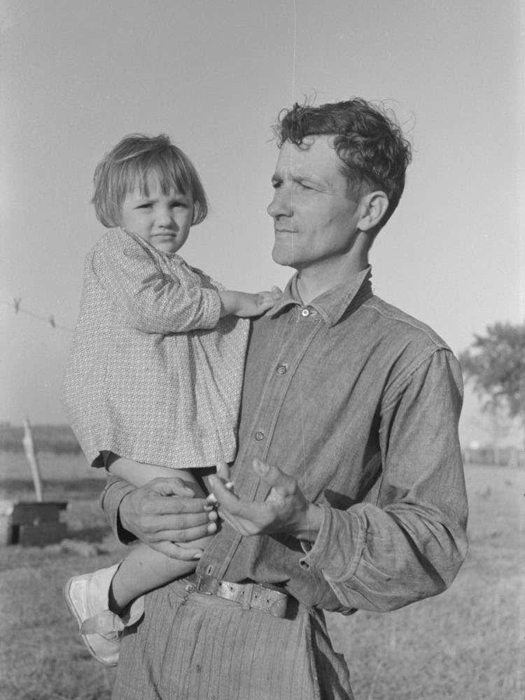 Cajun Sugarcane Farmer With Daughter, Near New Iberia, Louisiana By Russell Lee