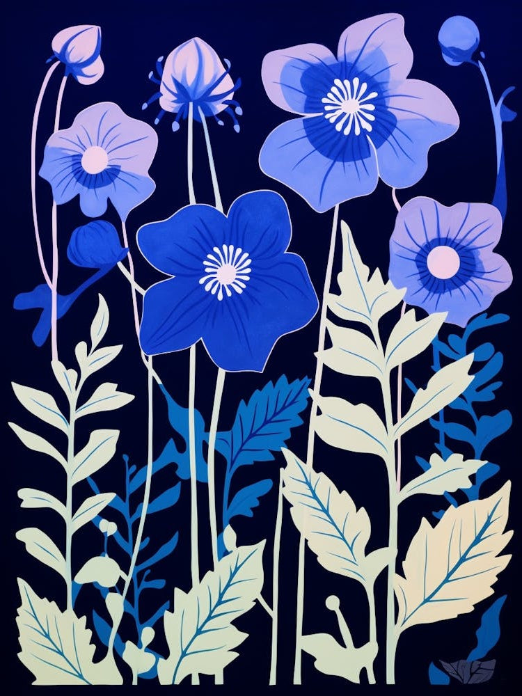 Blue Flower Illustration Canterbury Bells 4