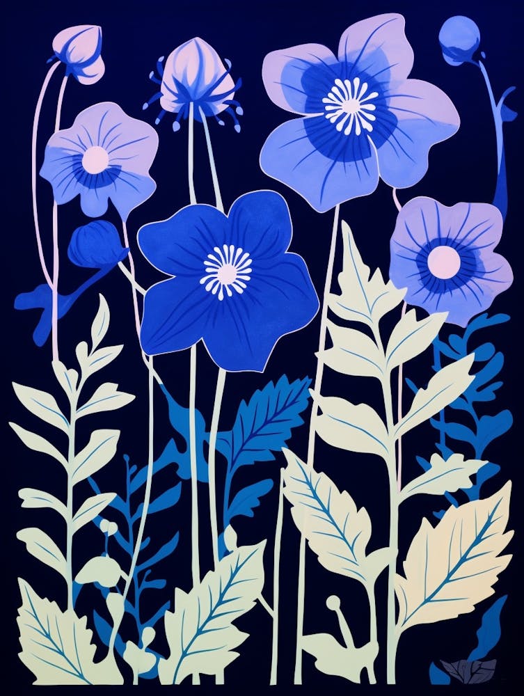 Blue Flower Illustration Canterbury Bells 4
