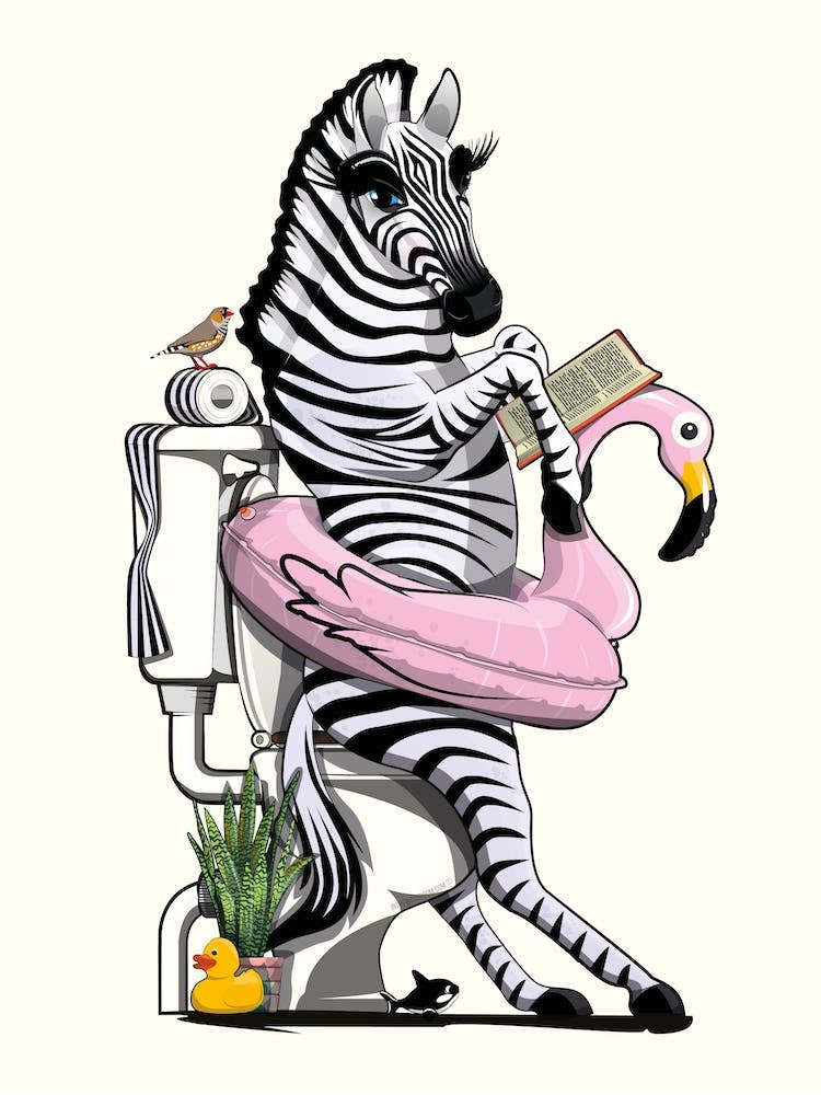 Zebra On The Toilet