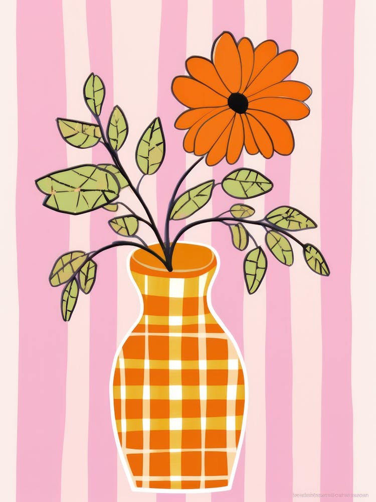 Wild Flowers Orange Tones In Vase 1