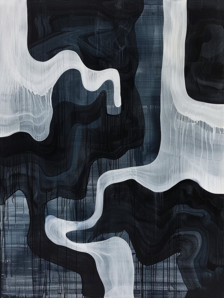 Abstract Black And White Painting 4