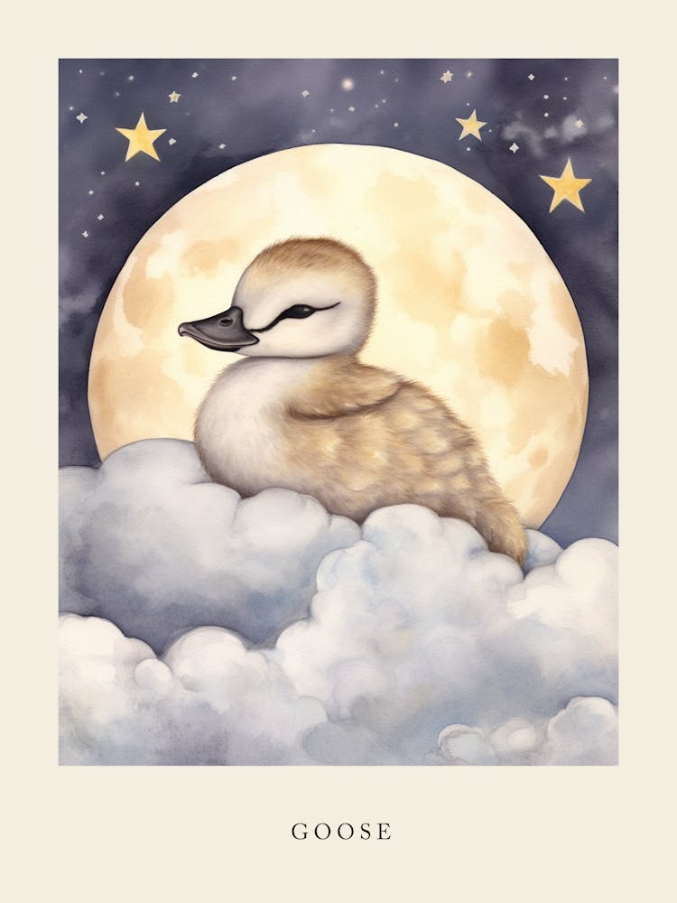 Sleeping Baby Goose Nursery Poster