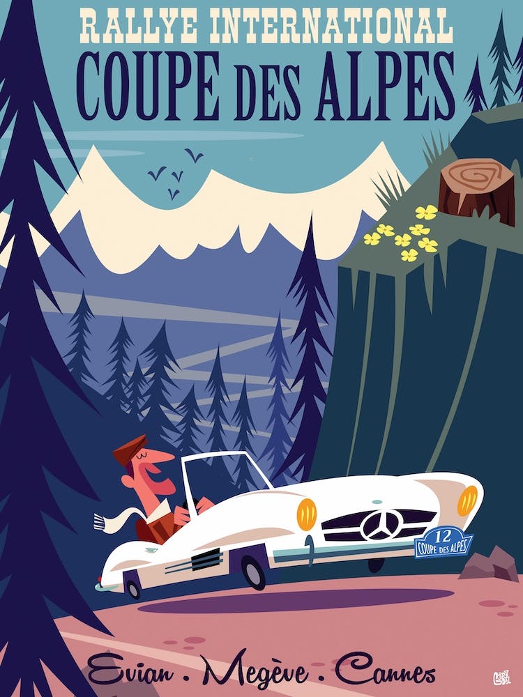 Route Des Alpes Poster Blue & Pink