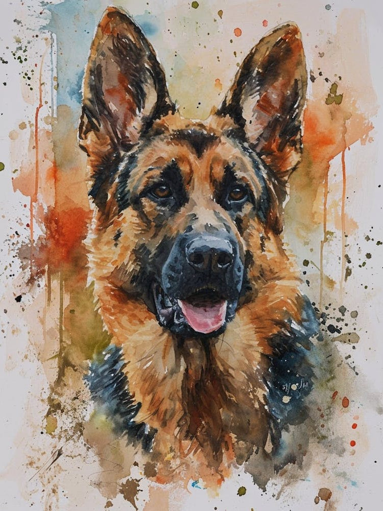 German Shepherd Watercolor Painting 1