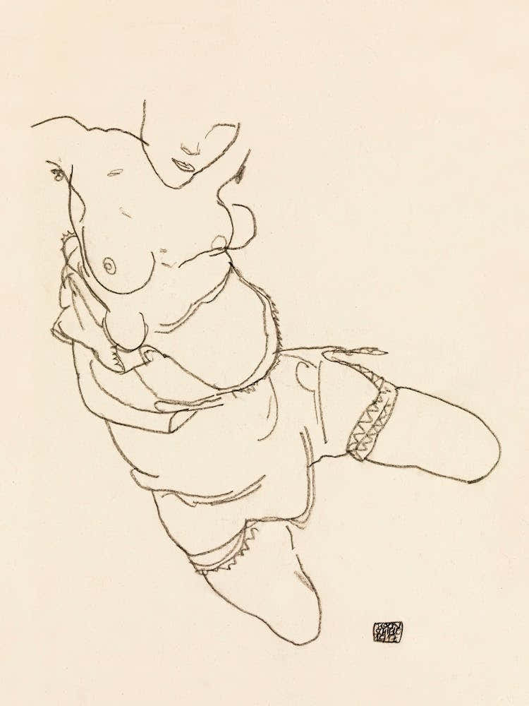 Semi Dressed Model (1917), Egon Schiele