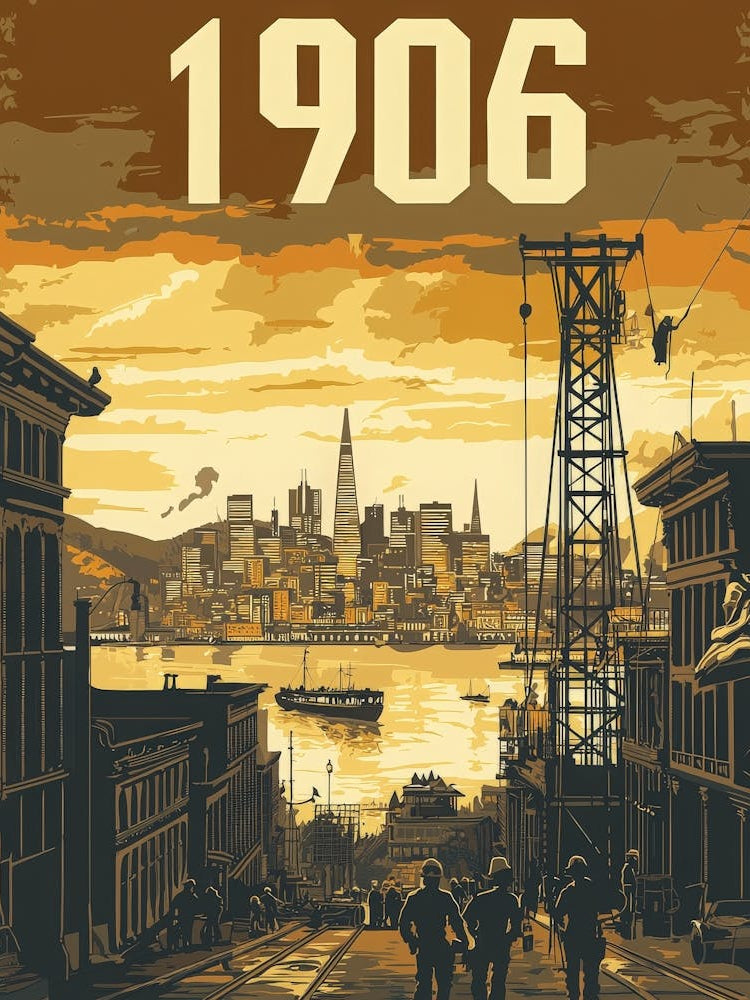 Aihrgdesign A Vintage Poster Depicting The Rebuilding Of San 1