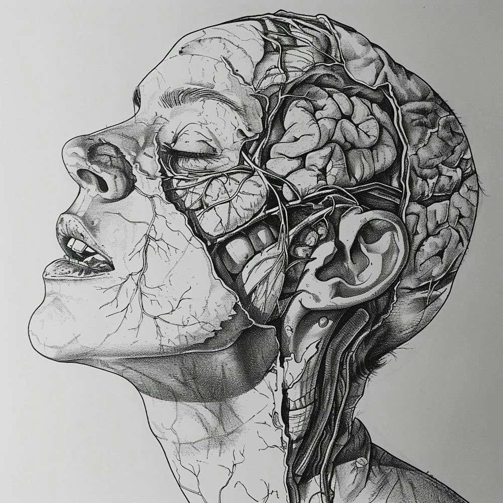 Anatomy Drawing Of A Woman'S Head