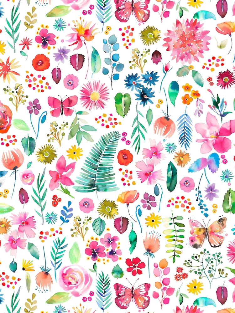 Colorful Flowers Forest Plants Multicolored