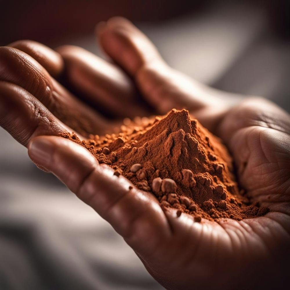 Hand Holding Cocoa Powder