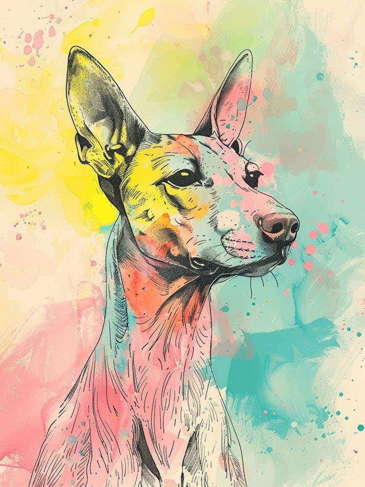 Pastel Xoloitzcuintli Hairless Dog Pastel Line Illustration  1
