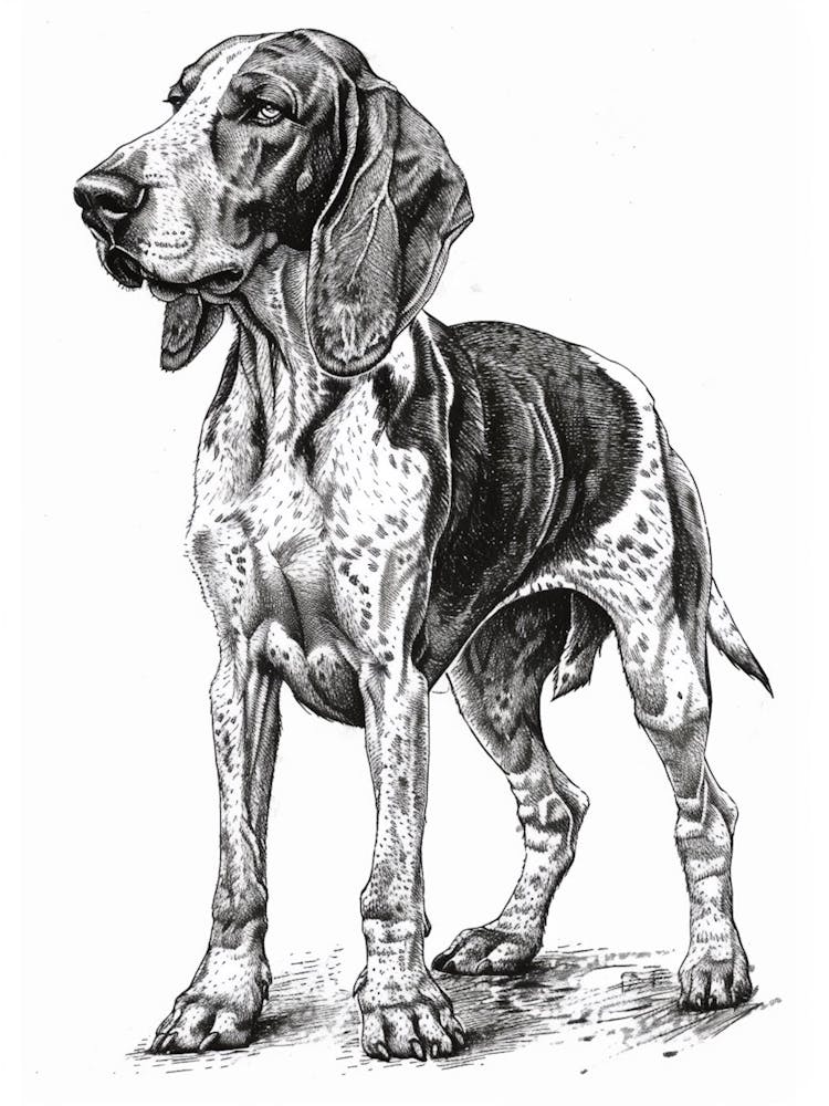 English Foxhound Dog Line Sketch 3