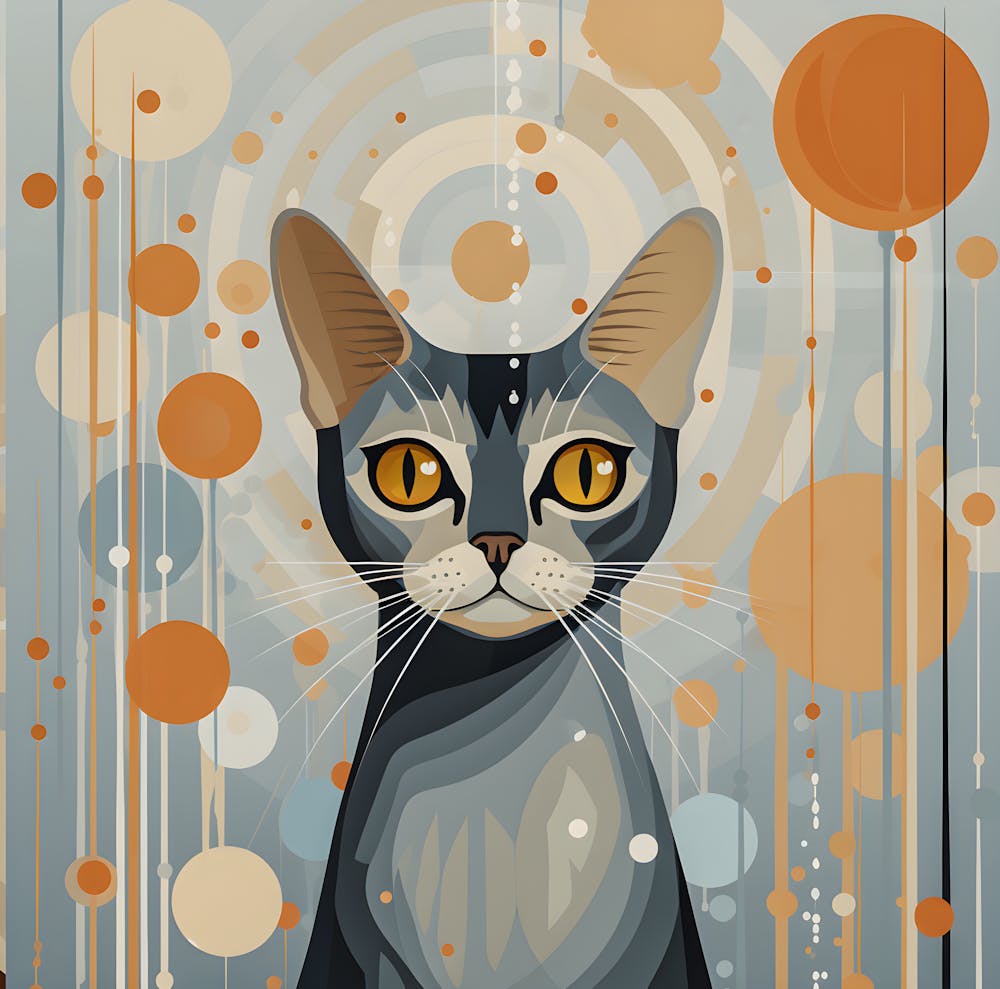 Abstract Cat Art - Geometric Modern Feline Decor