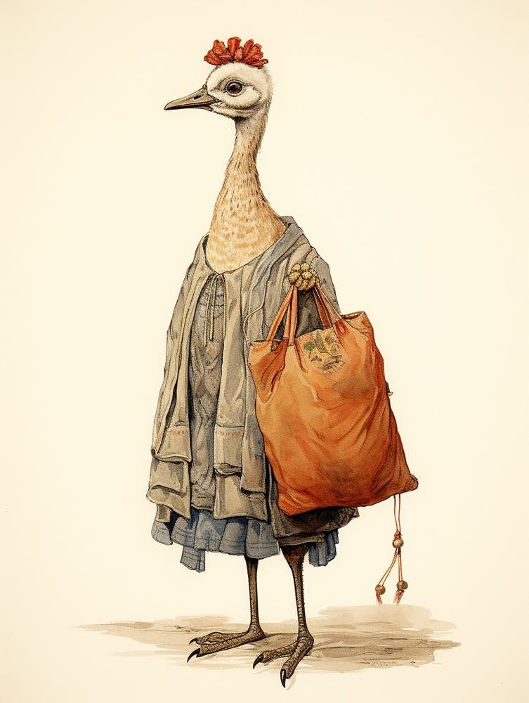 Storybook Animal Watercolour Crane 4