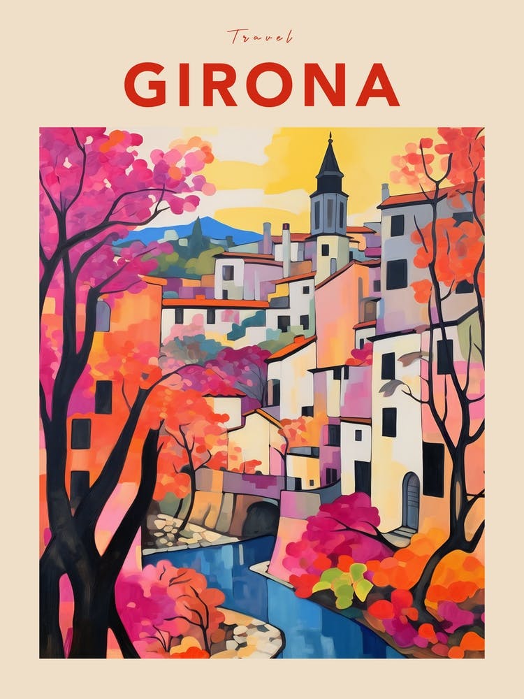 Girona Spain 3 Fauvist Travel Poster