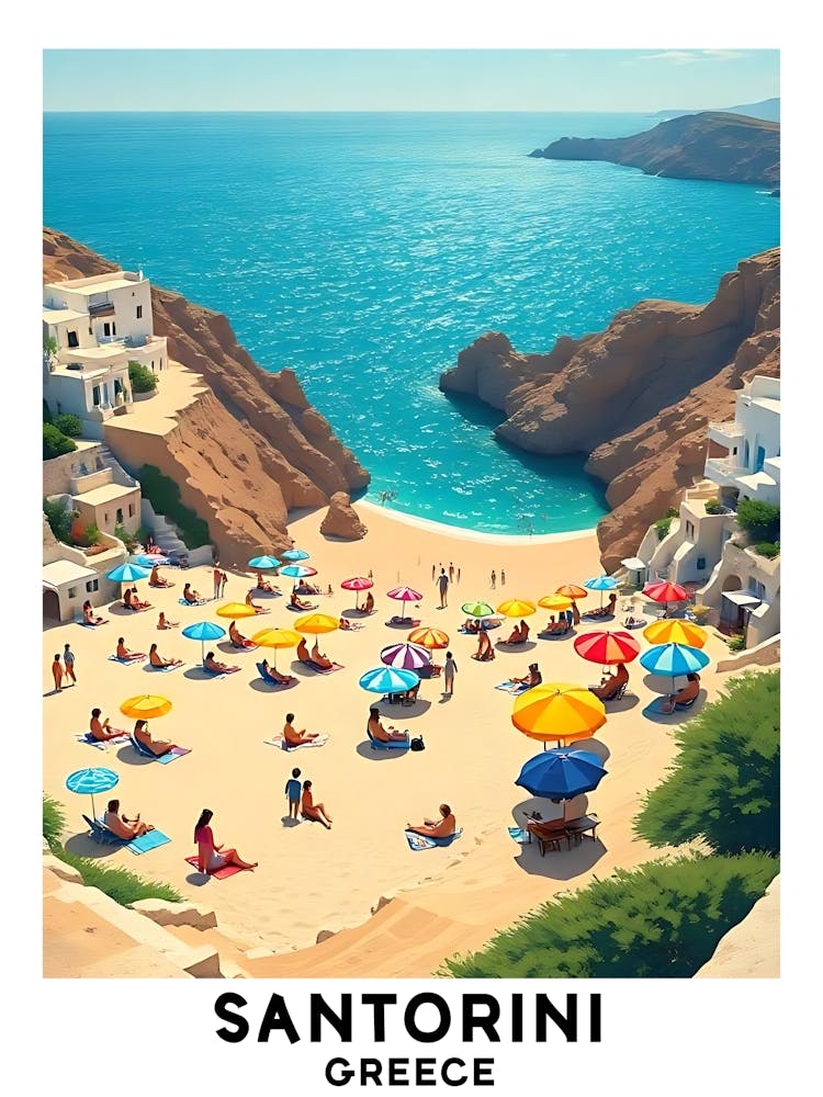 Santorini - Greece Vintage Travel Poster 21