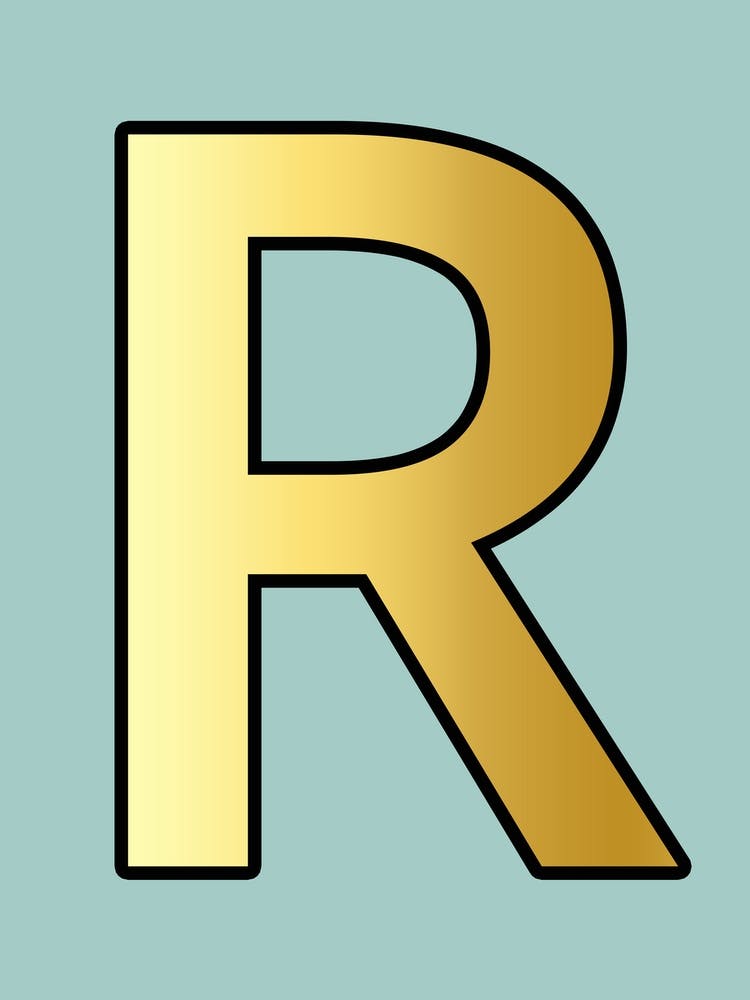 Letter R Gold Alphabet Lilac