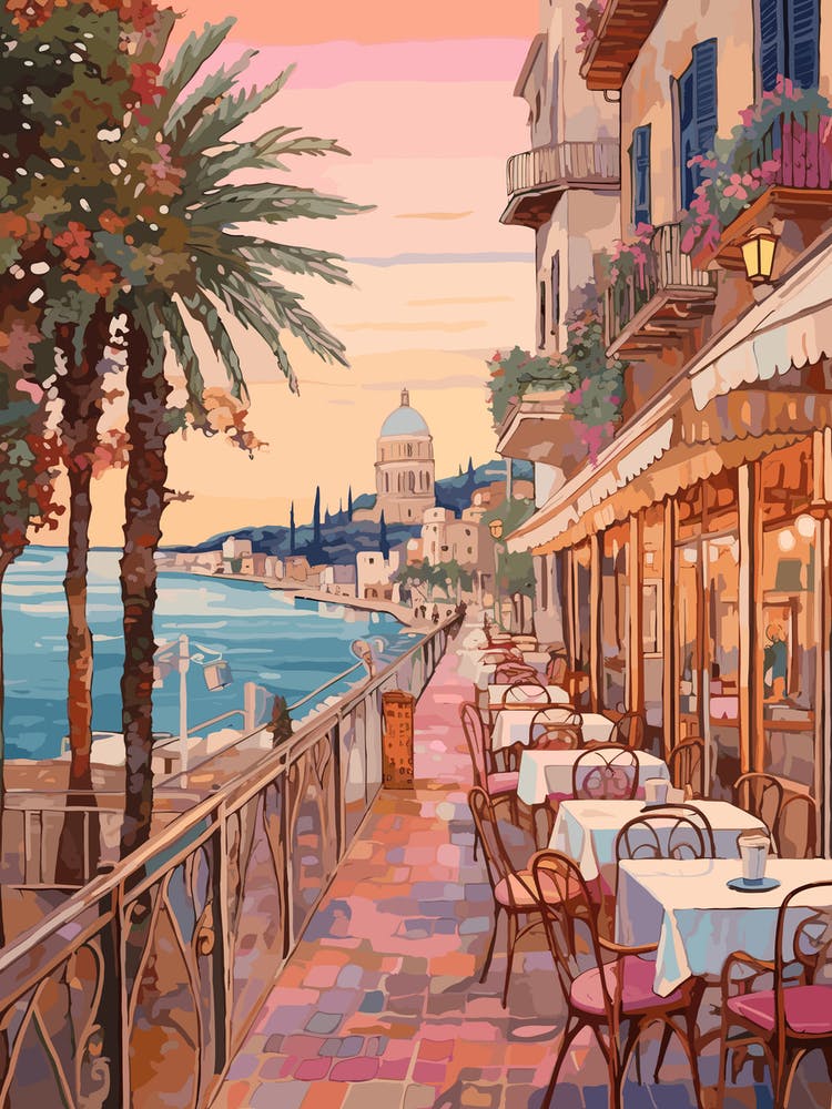 Cannes France 8 Vintage Pink Travel Illustration
