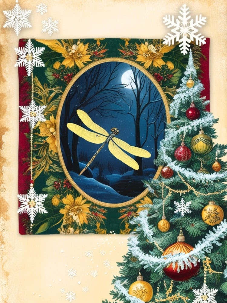 William Morris Christmas Dragonfly 1