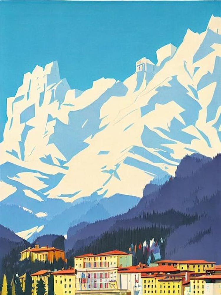 Cortina D'Ampezzo, Italy Midcentury Vintage Skiing Poster