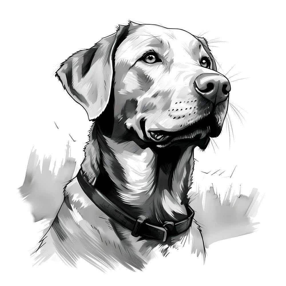 Black and White Labrador drawing 1