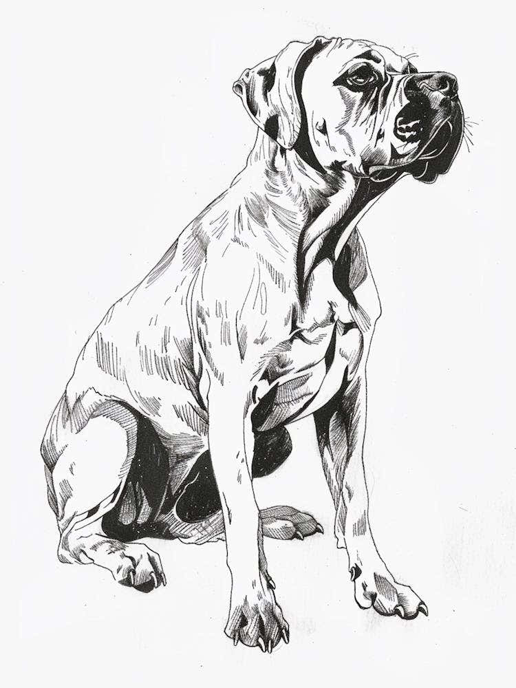 Bullmastiff Dog Line Sketch 3