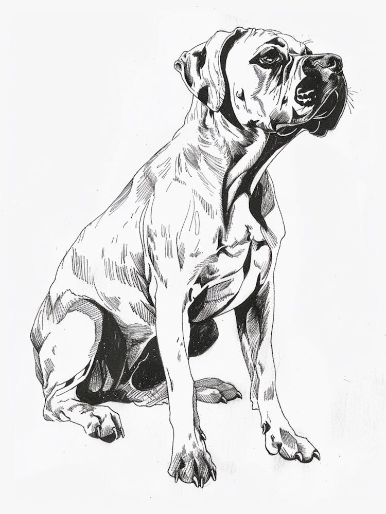Bullmastiff Dog Line Sketch 3