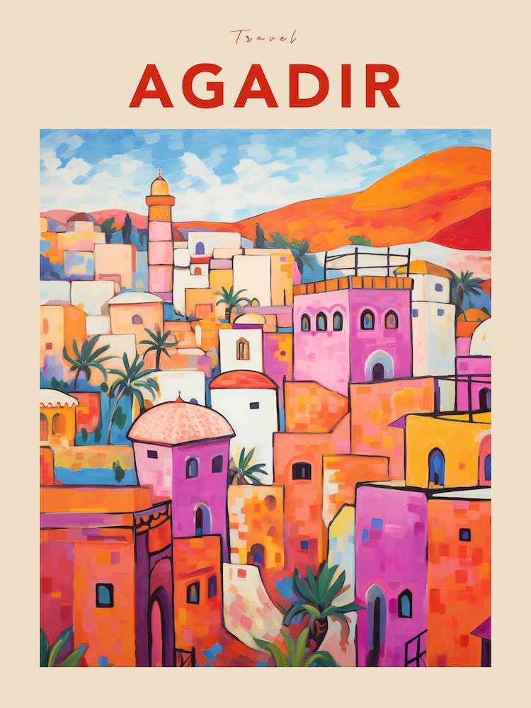 Agadir Morocco 4 Fauvist Travel Poster
