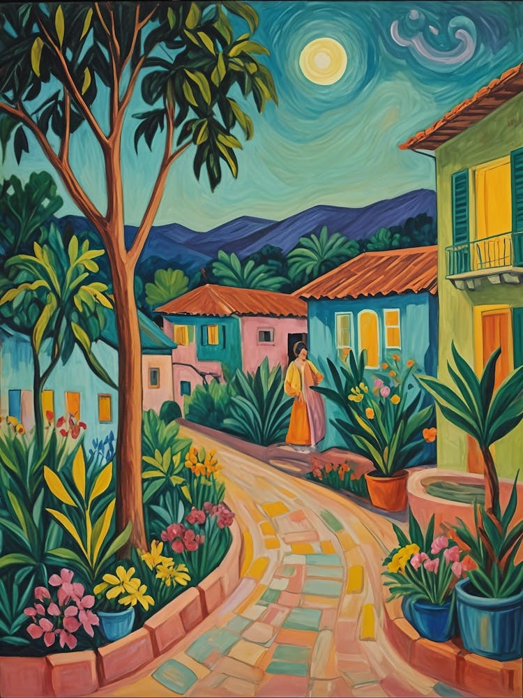 Moonlit Colourful Village