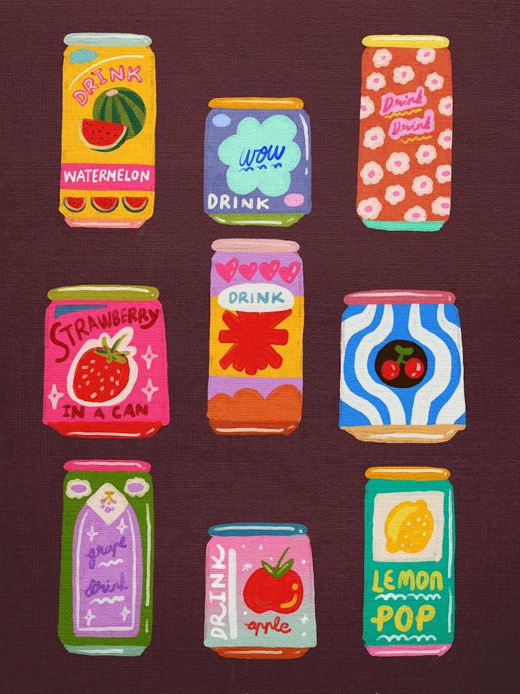 Collection Of Drink Cans